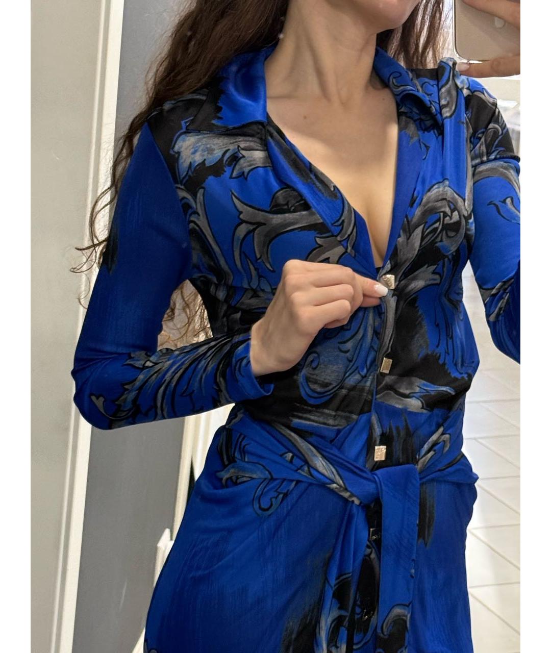 VERSACE Синее вискозное вечернее платье, фото 5