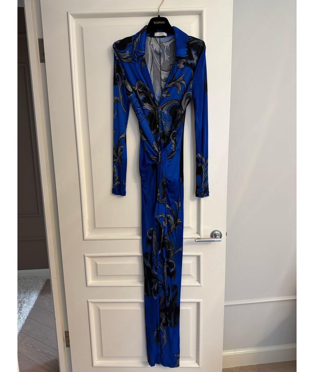 VERSACE Синее вискозное вечернее платье, фото 7