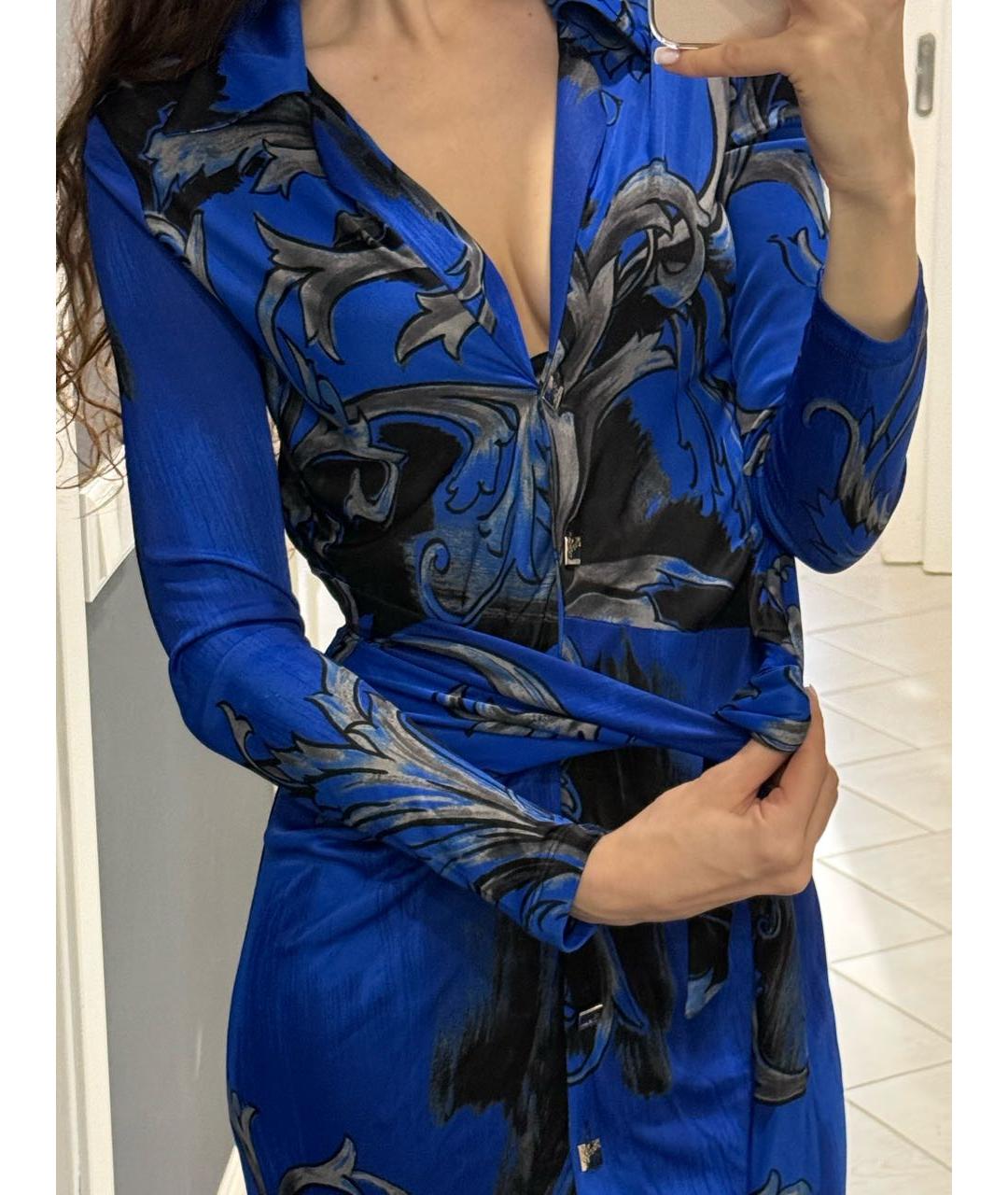 VERSACE Синее вискозное вечернее платье, фото 6