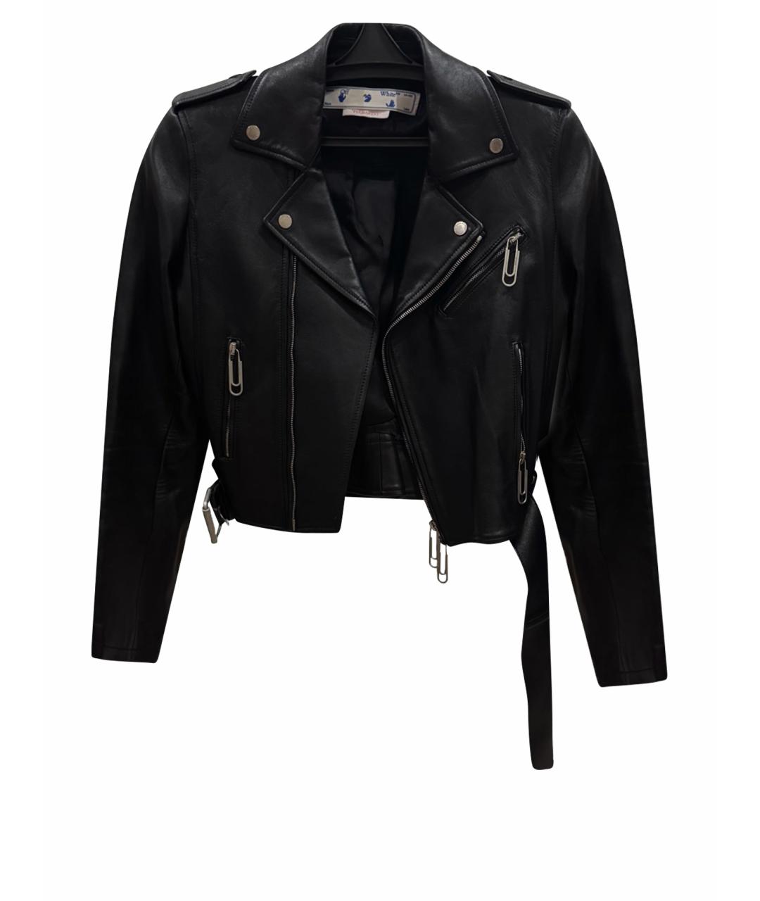 OFF-WHITE Черная кожаная куртка, фото 1