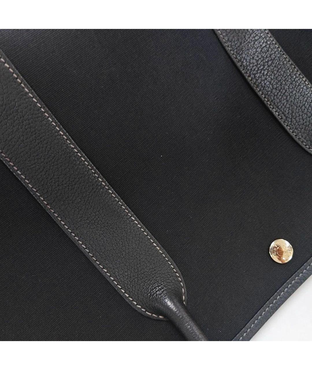 HERMES Черная кожаная сумка тоут, фото 6