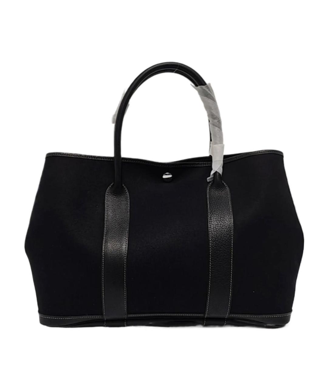 HERMES Черная кожаная сумка тоут, фото 9