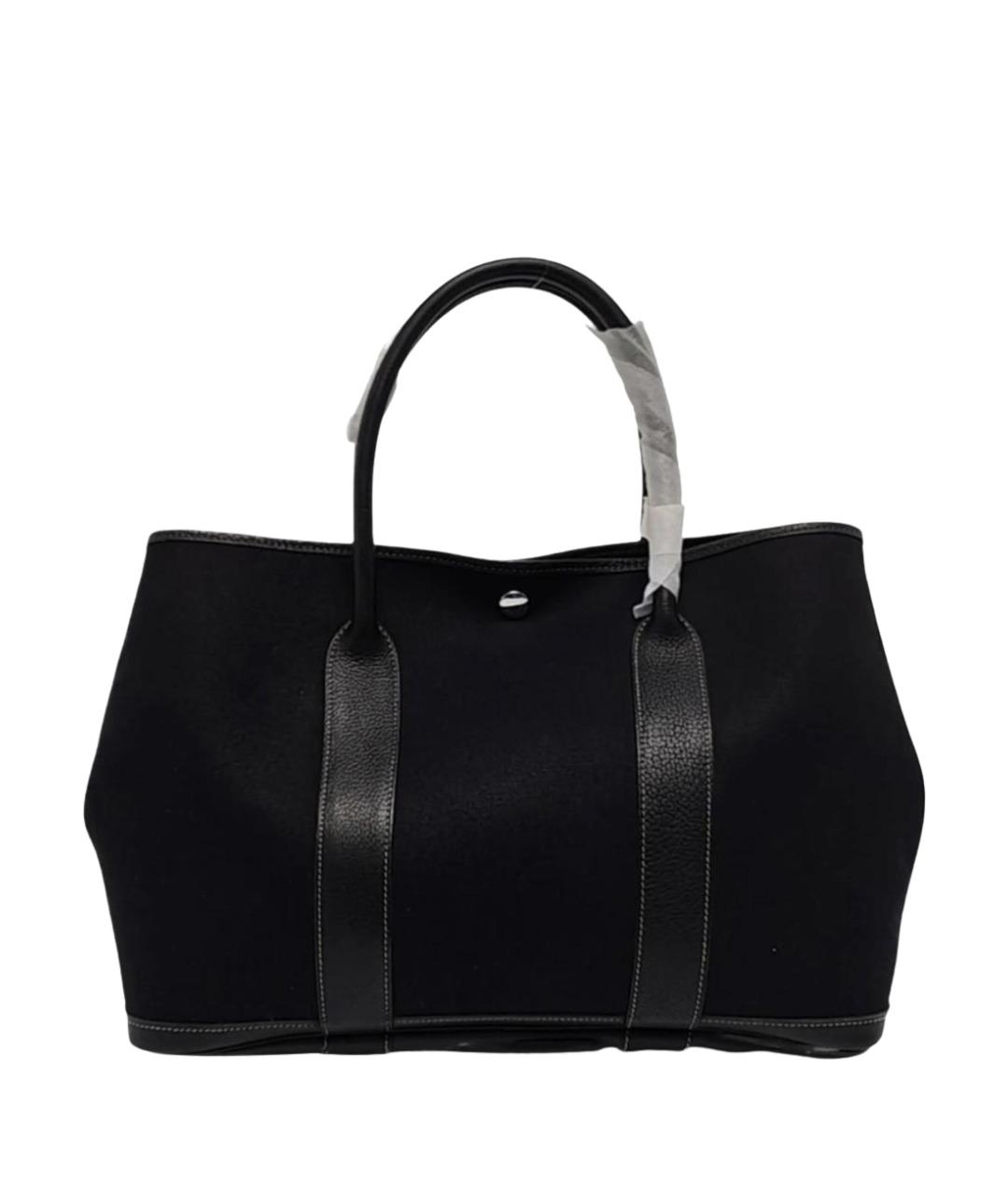 HERMES Черная кожаная сумка тоут, фото 1