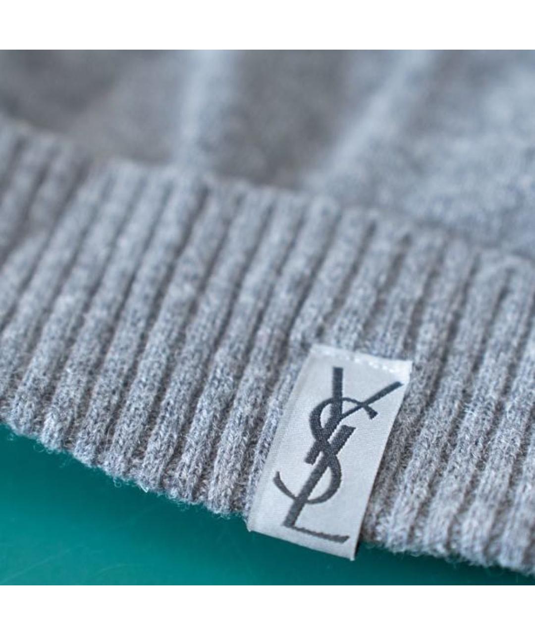 SAINT LAURENT Серая шерстяная шапка, фото 4