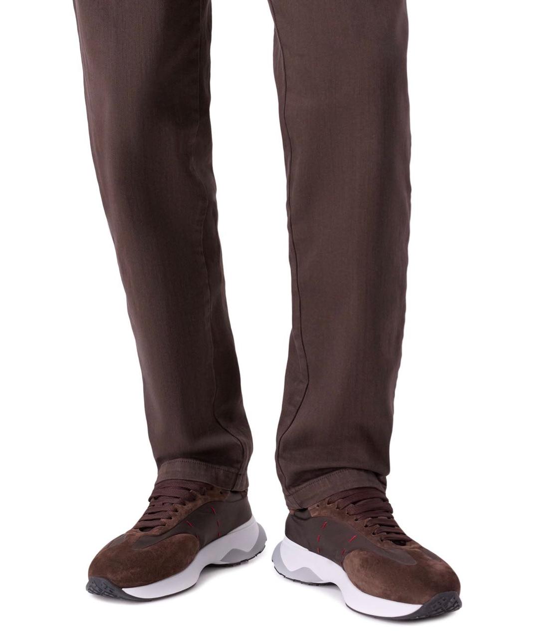 KITON Коричневые замшевые низкие кроссовки / кеды, фото 5