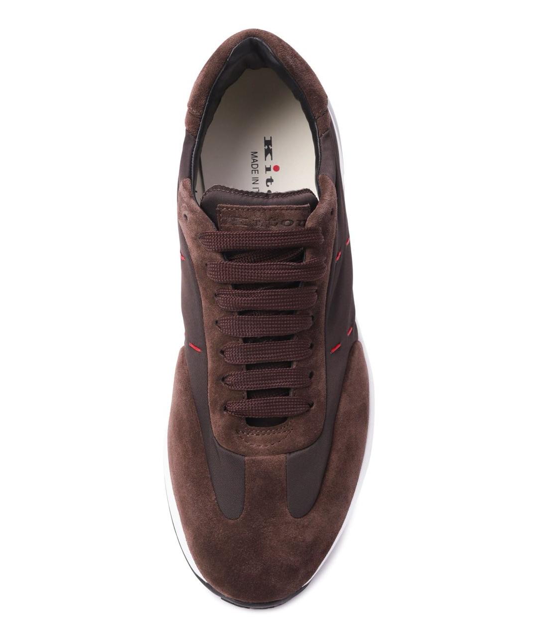 KITON Коричневые замшевые низкие кроссовки / кеды, фото 4