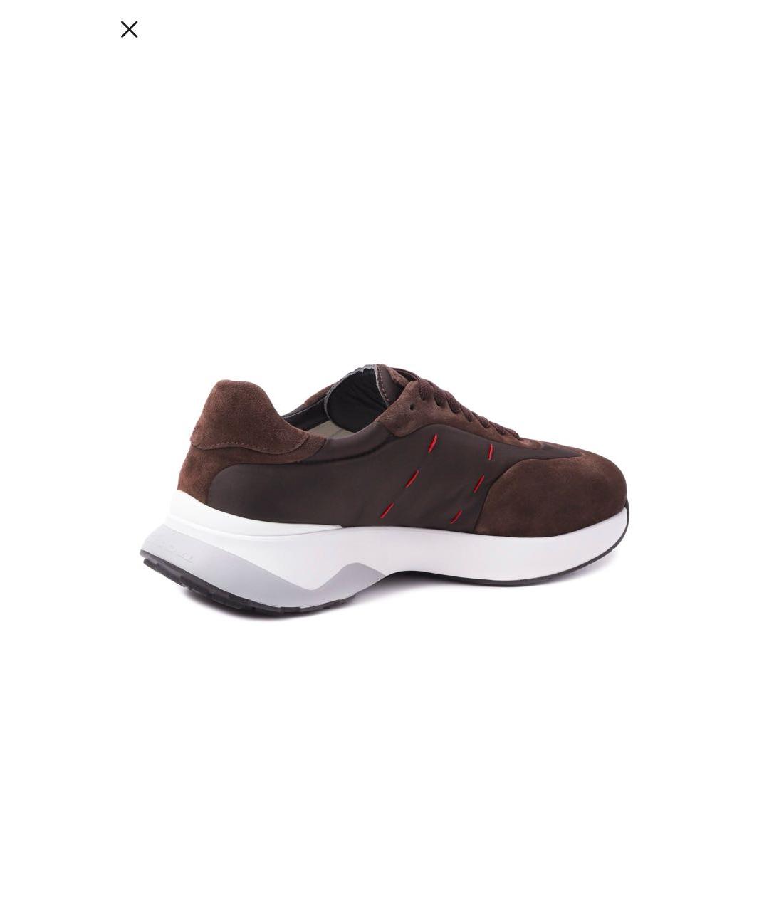 KITON Коричневые замшевые низкие кроссовки / кеды, фото 3