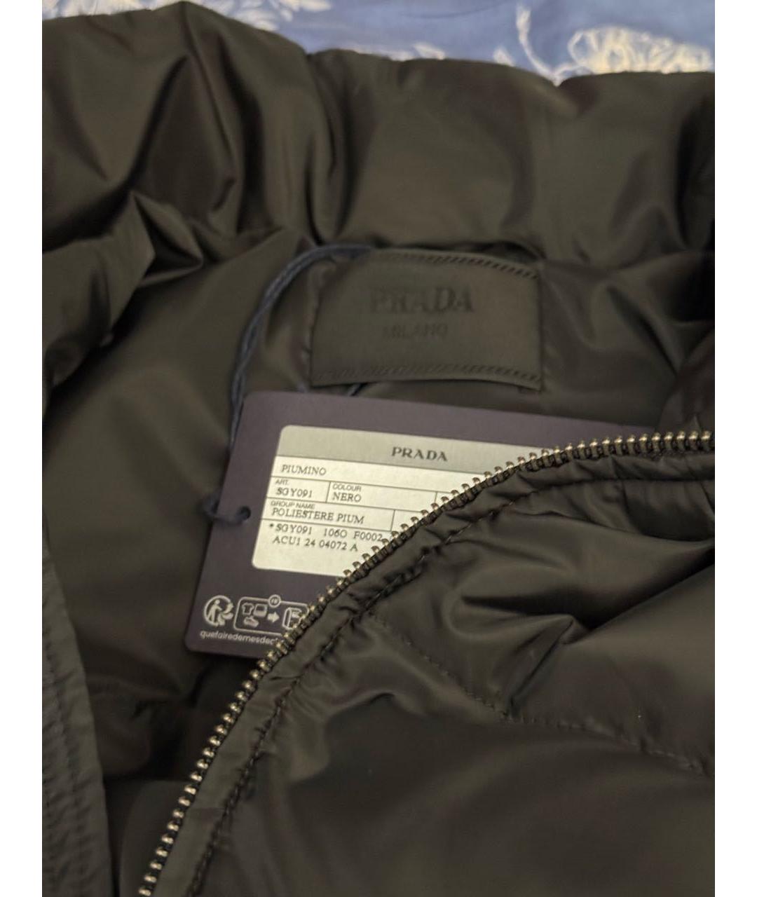 PRADA Черный полиэстеровый пуховик, фото 4