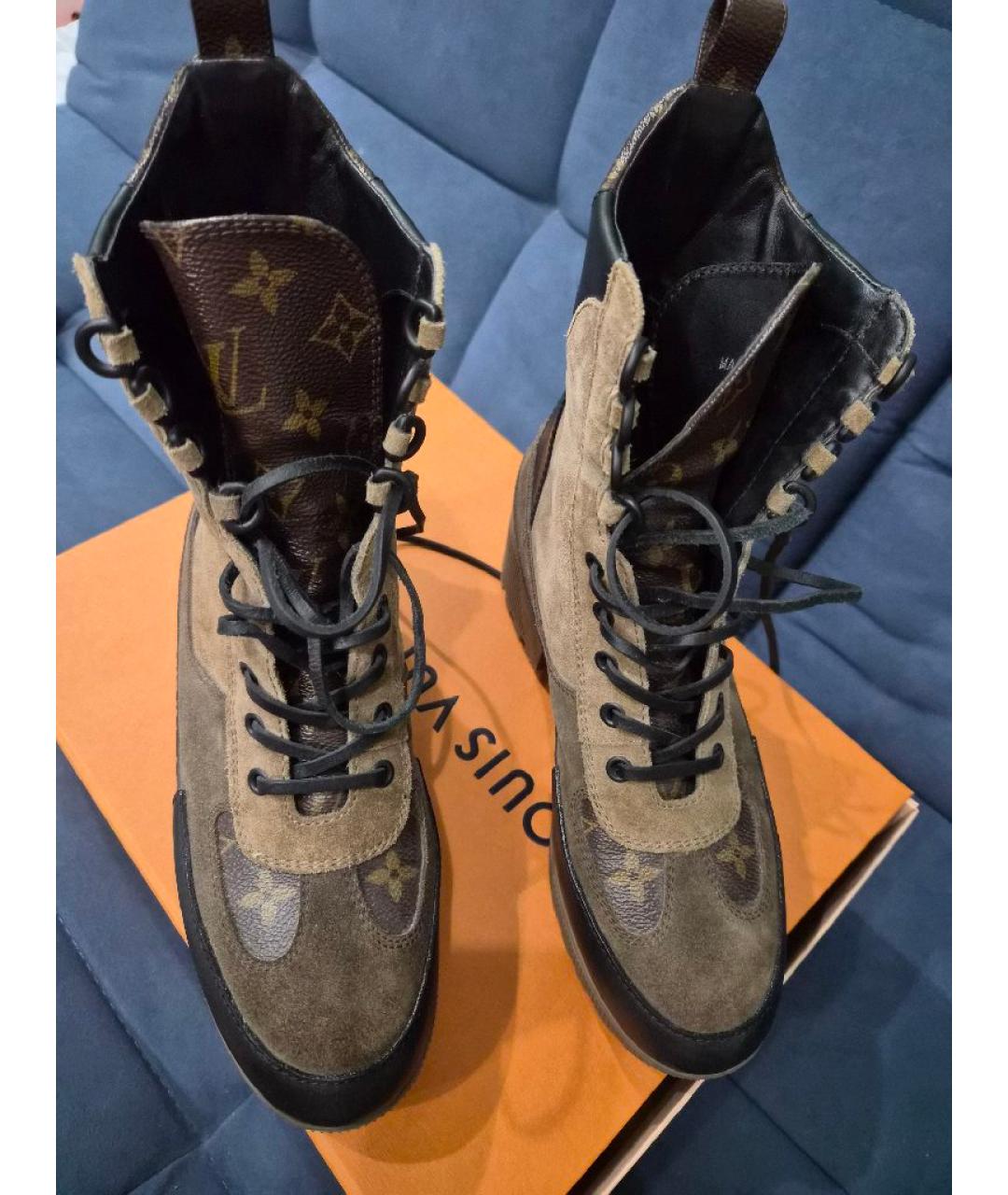LOUIS VUITTON Коричневые замшевые ботинки, фото 9