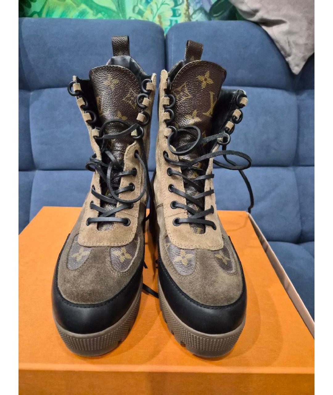 LOUIS VUITTON Коричневые замшевые ботинки, фото 2