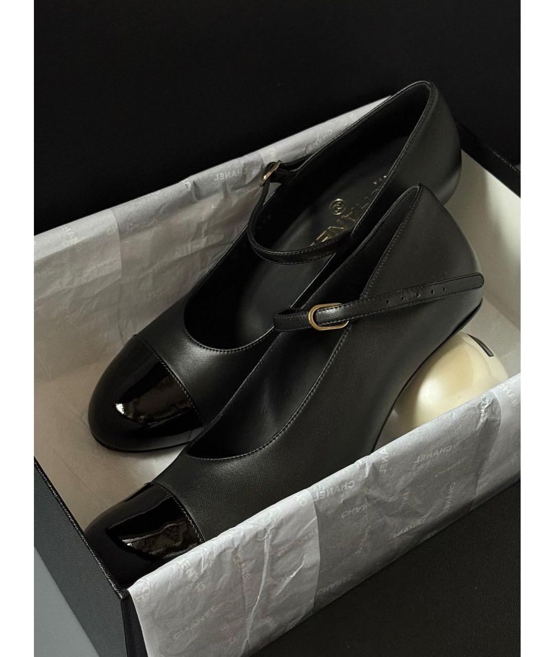 CHANEL Черные кожаные туфли, фото 2