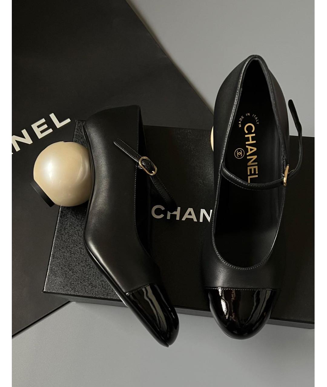 CHANEL Черные кожаные туфли, фото 5