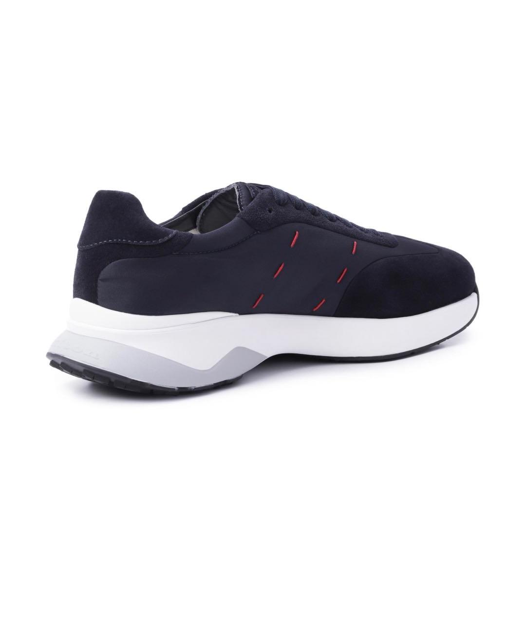 KITON Темно-синие замшевые низкие кроссовки / кеды, фото 2