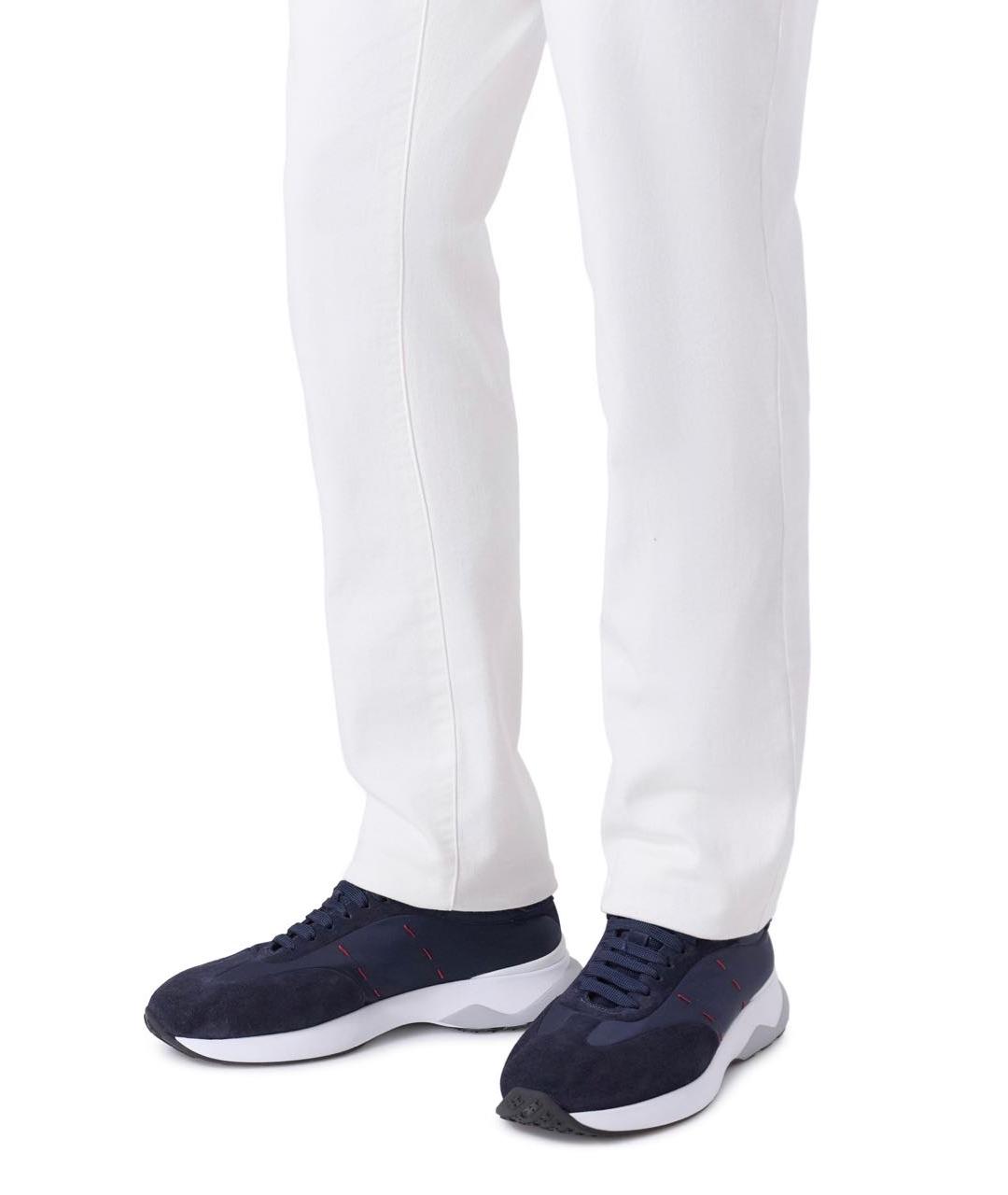 KITON Темно-синие замшевые низкие кроссовки / кеды, фото 5