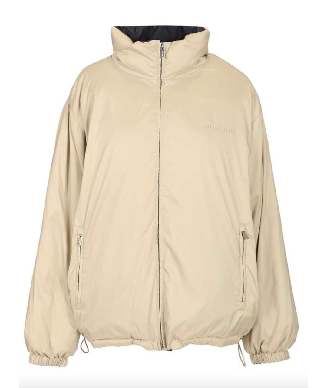 MIU MIU Бежевая полиэстеровая куртка, фото 1