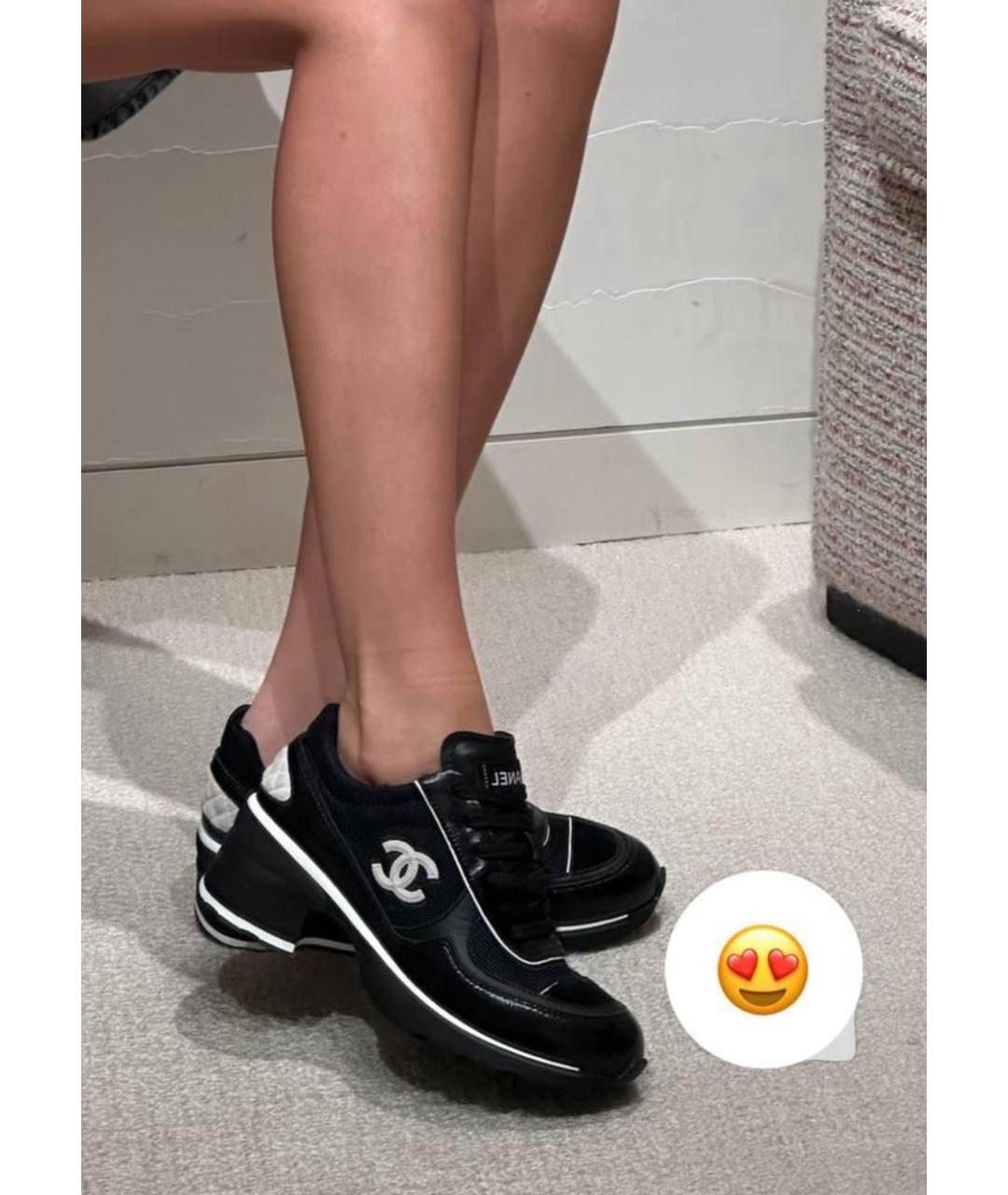CHANEL Черные кожаные кроссовки, фото 2