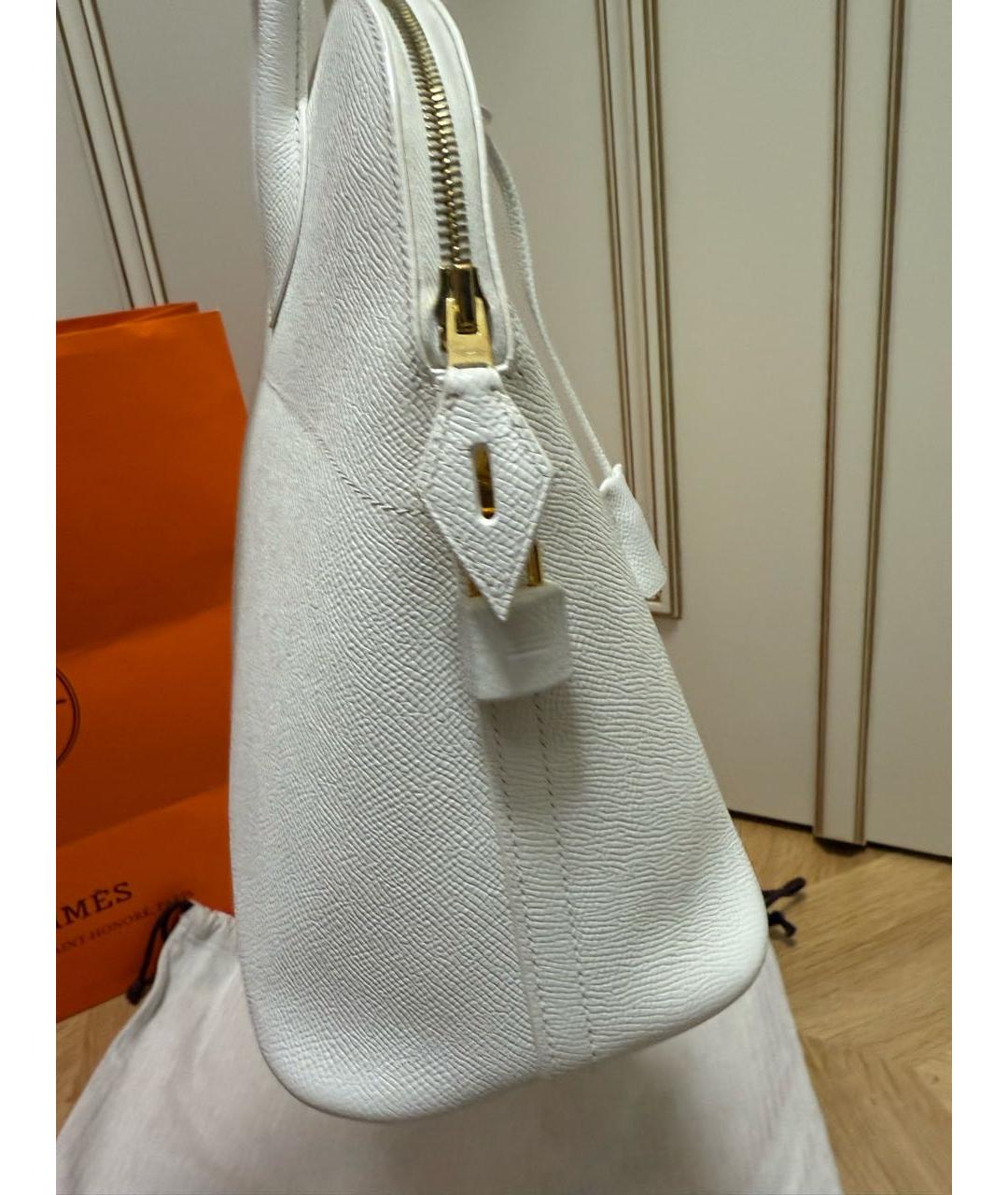 HERMES Белая кожаная сумка с короткими ручками, фото 5