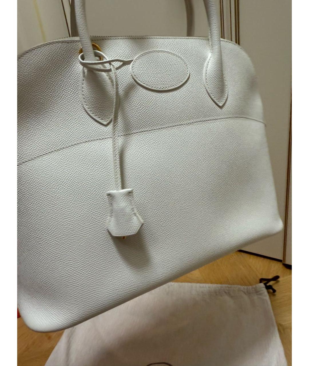 HERMES Белая кожаная сумка с короткими ручками, фото 4