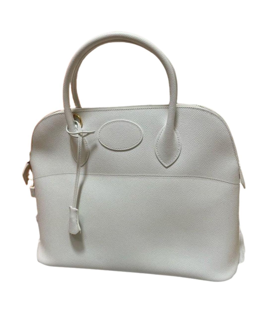 HERMES Белая кожаная сумка с короткими ручками, фото 1