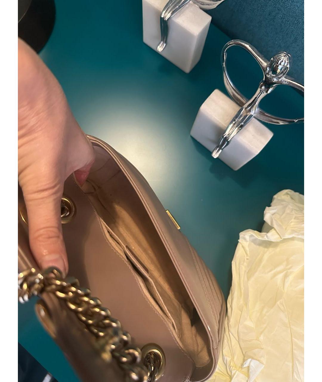 GUCCI Бежевая кожаная сумка через плечо, фото 4