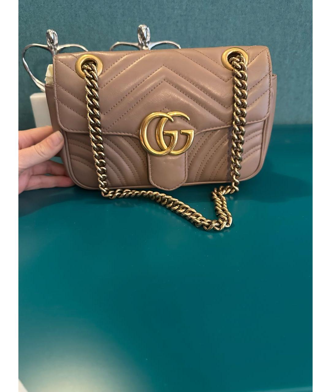 GUCCI Бежевая кожаная сумка через плечо, фото 5