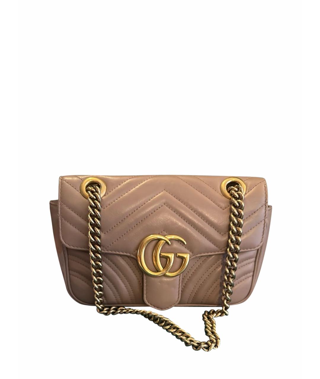 GUCCI Бежевая кожаная сумка через плечо, фото 1