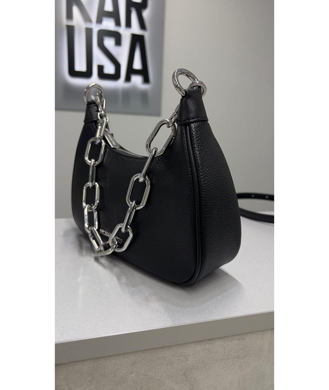 MICHAEL KORS Черная кожаная сумка через плечо, фото 2