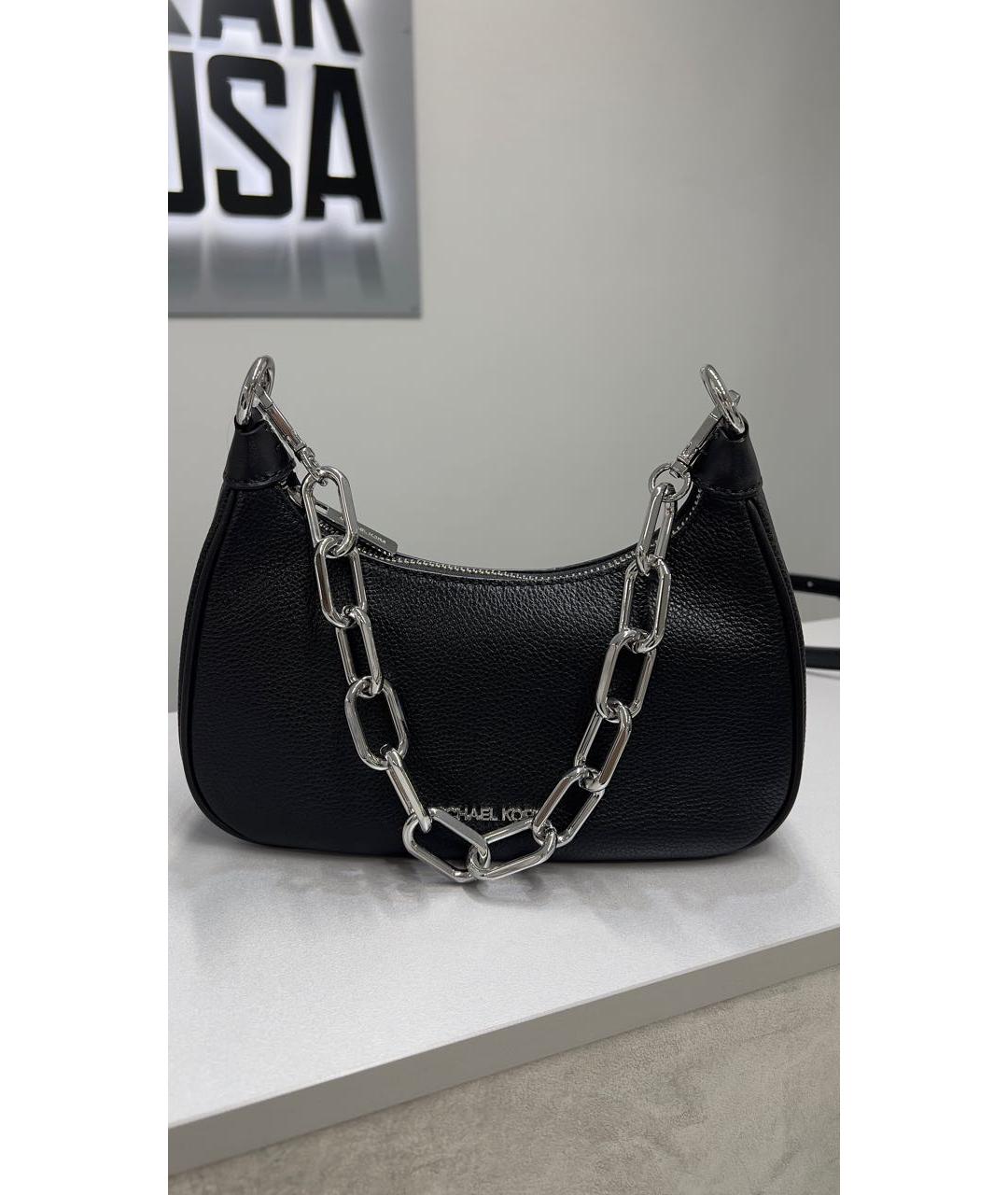 MICHAEL KORS Черная кожаная сумка через плечо, фото 9