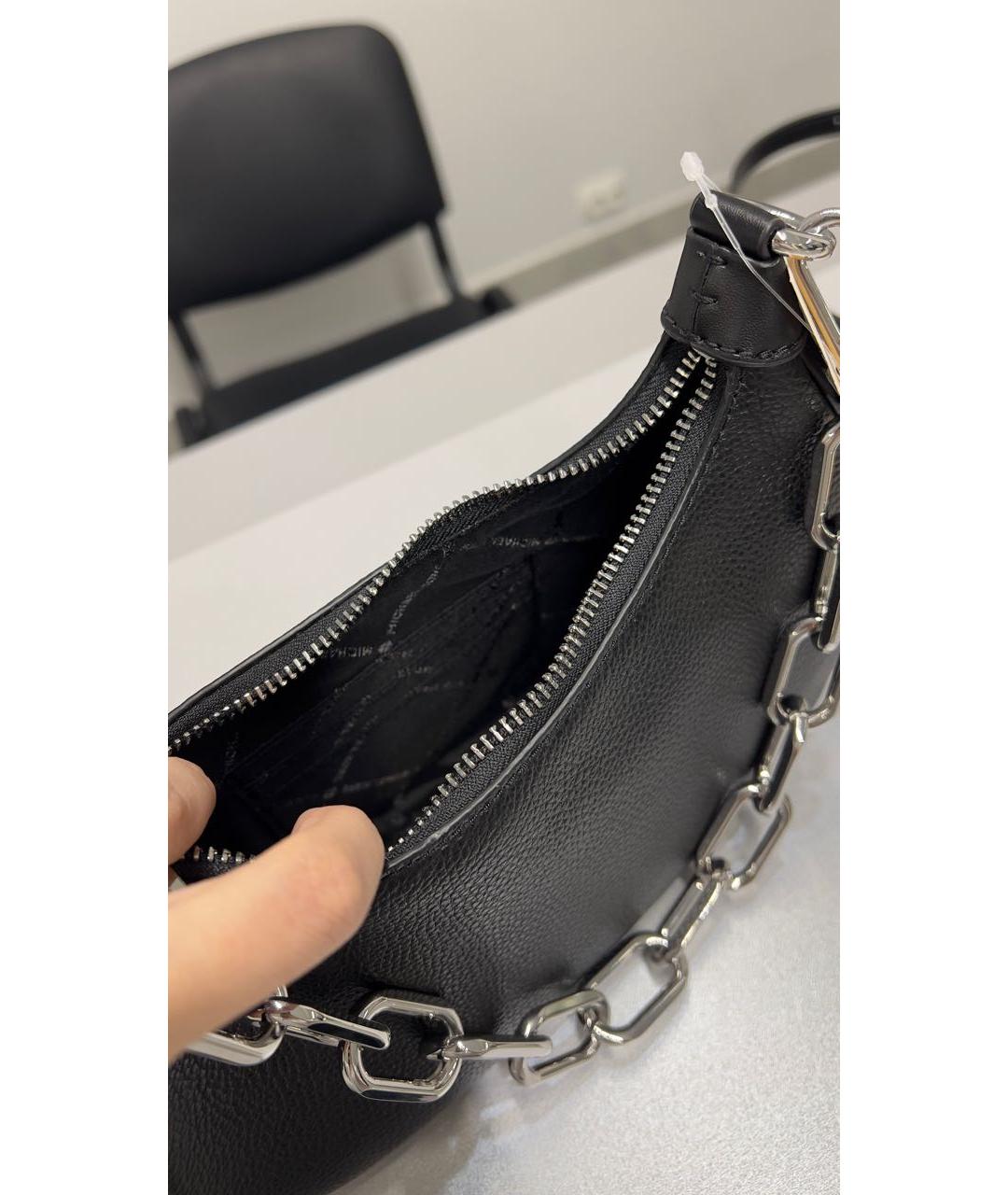 MICHAEL KORS Черная кожаная сумка через плечо, фото 4