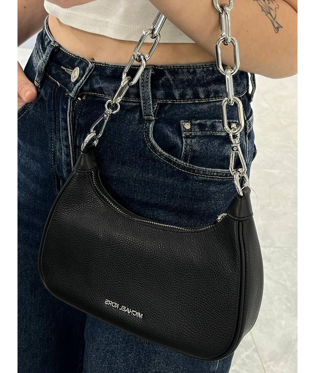 MICHAEL KORS Черная кожаная сумка через плечо, фото 6