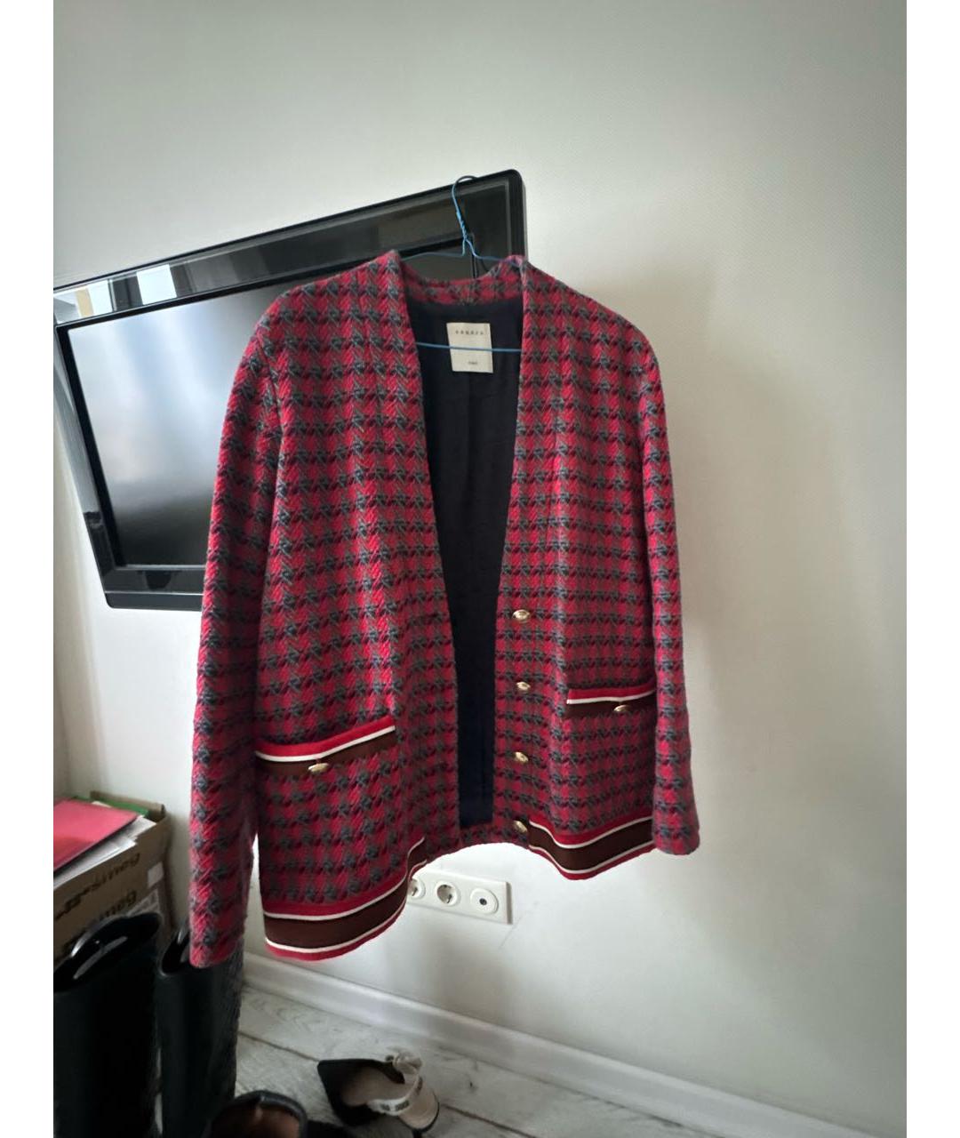 SANDRO Красный твидовый жакет/пиджак, фото 4