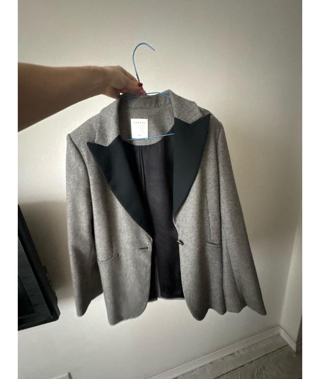 SANDRO Антрацитовый полиамидовый жакет/пиджак, фото 5