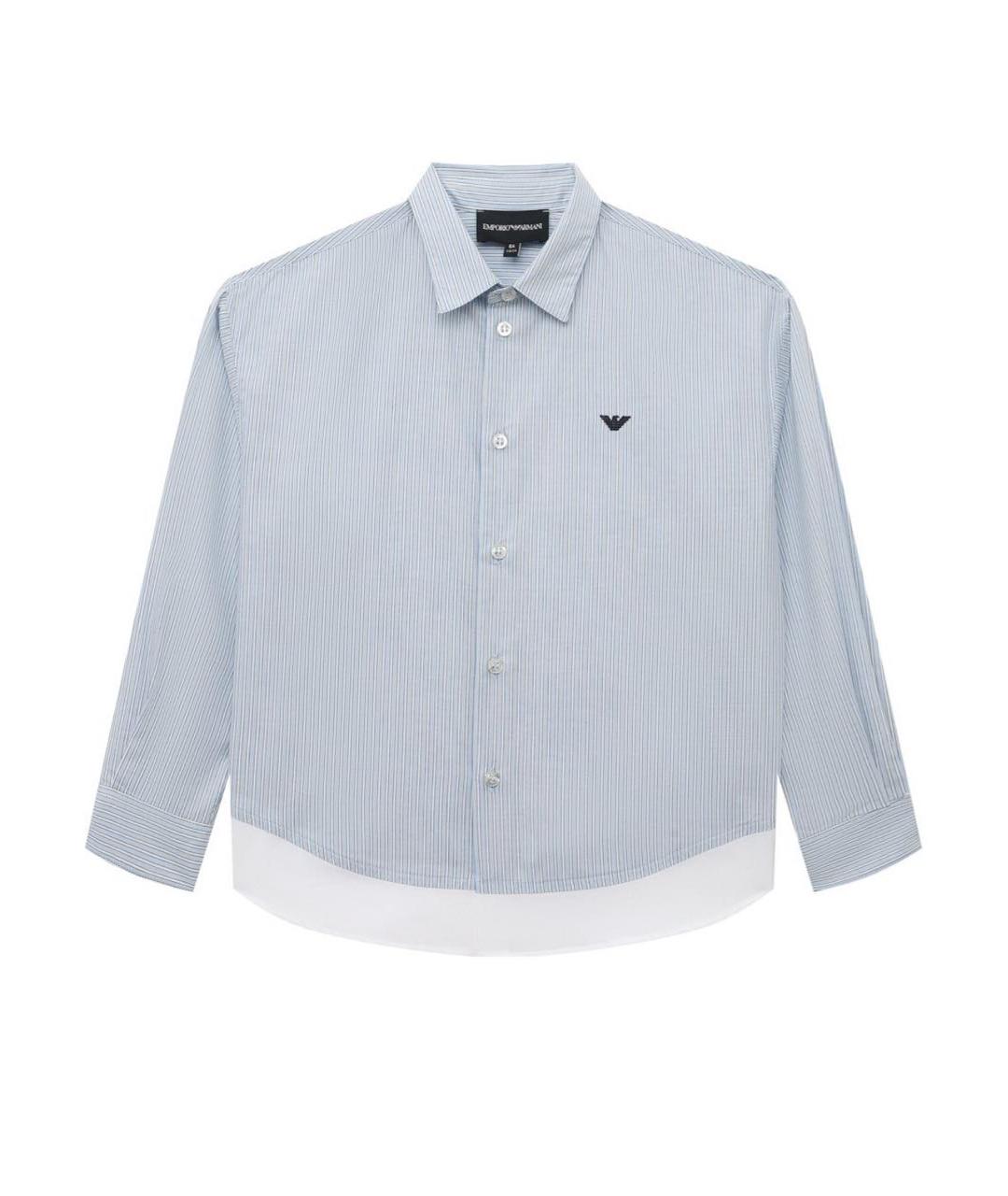 EMPORIO ARMANI Голубая хлопковая детская рубашка, фото 1