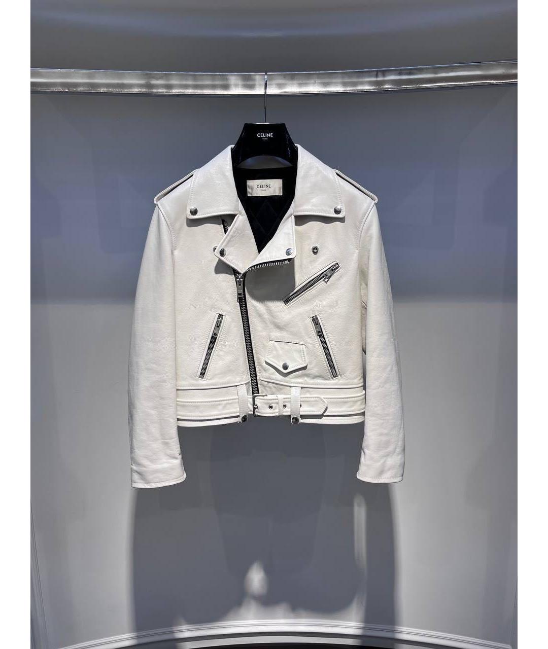 CELINE Белая кожаная куртка, фото 2
