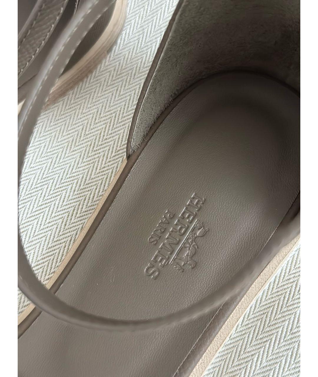 HERMES Коричневые кожаные сандалии, фото 7