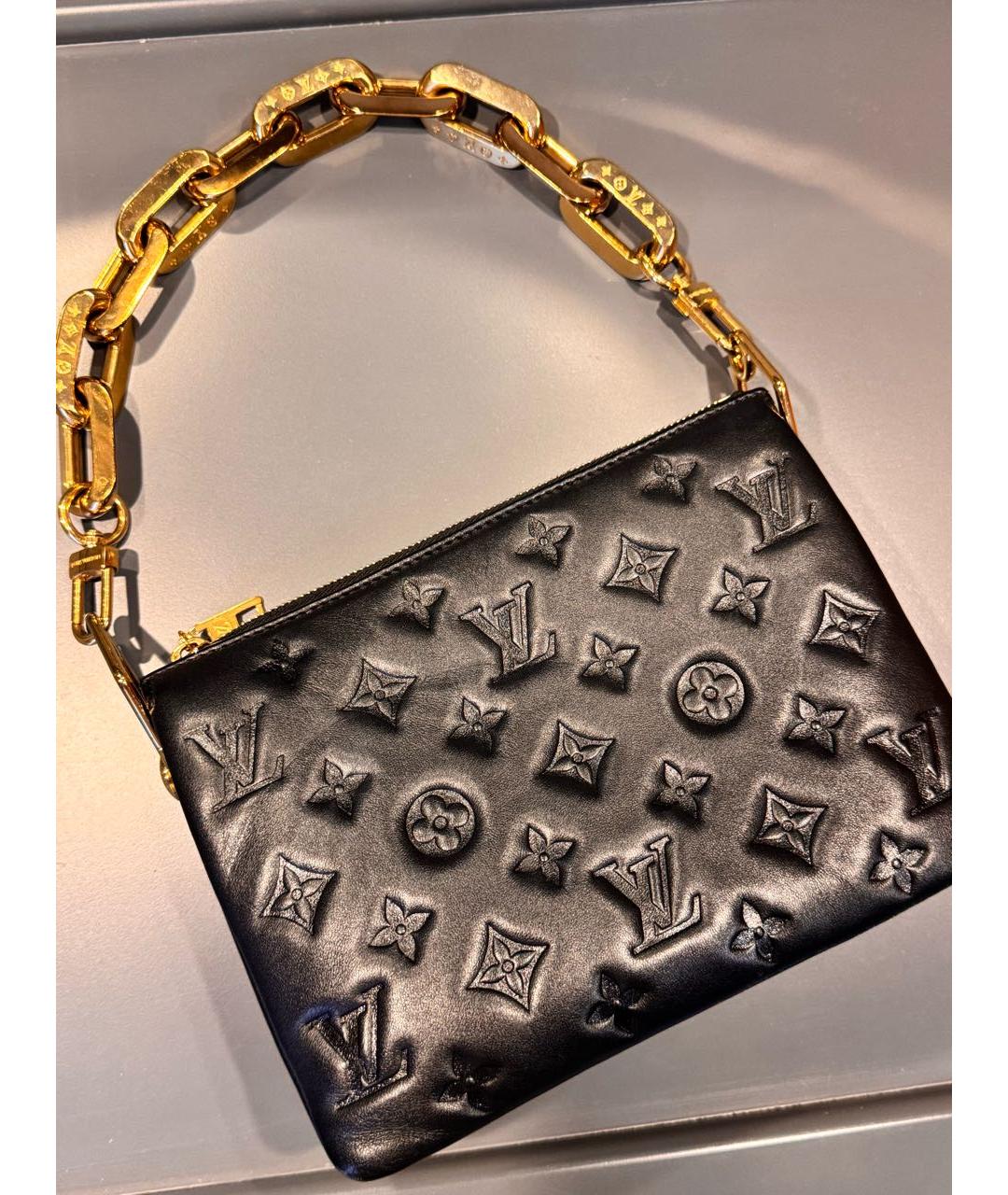 LOUIS VUITTON Черная кожаная сумка через плечо, фото 5