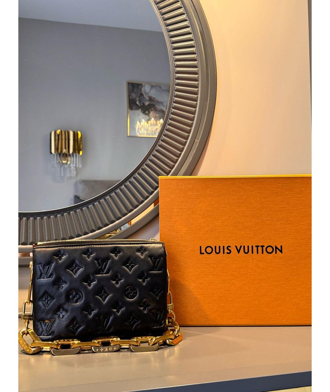 LOUIS VUITTON Черная кожаная сумка через плечо, фото 2