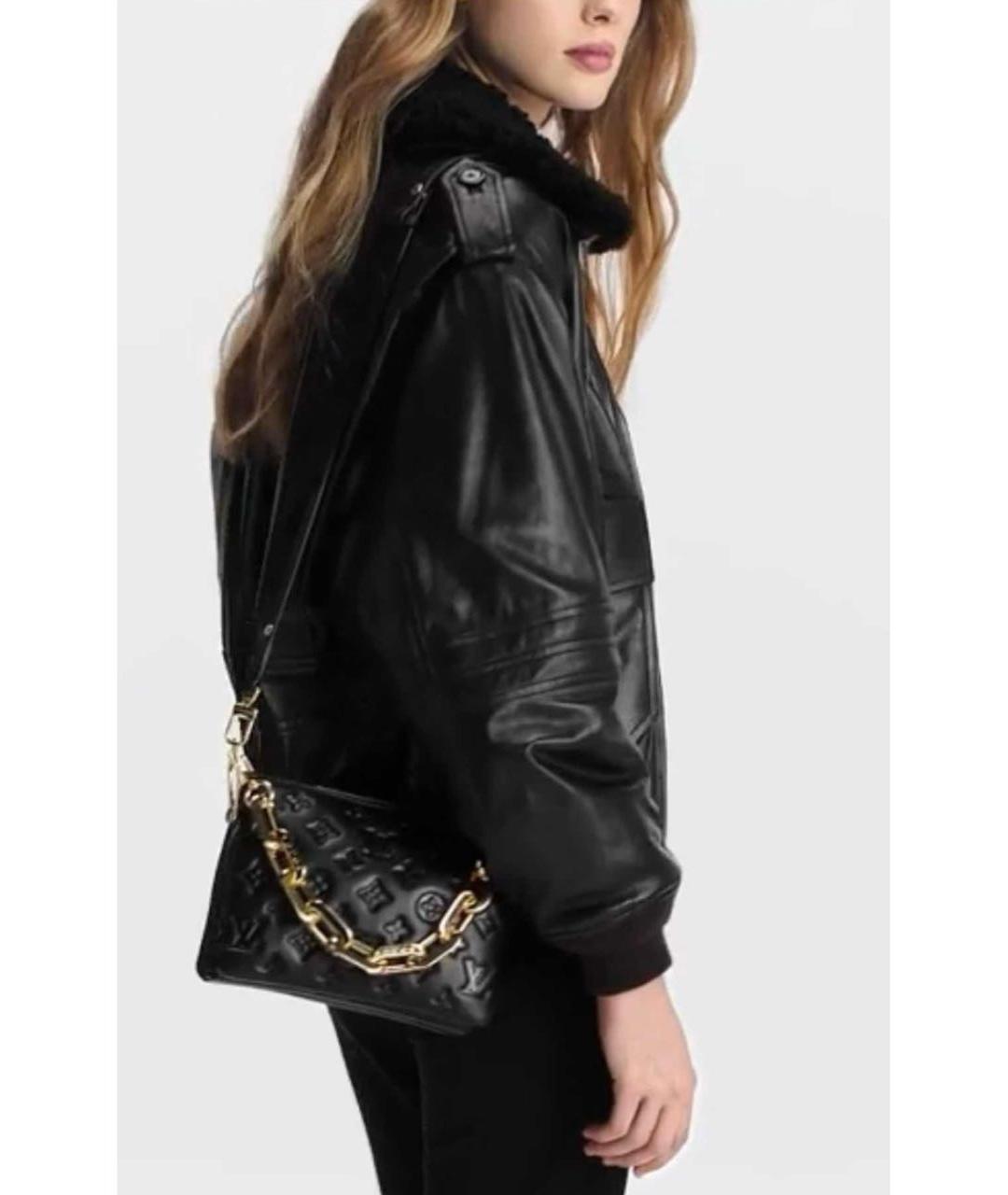 LOUIS VUITTON Черная кожаная сумка через плечо, фото 4