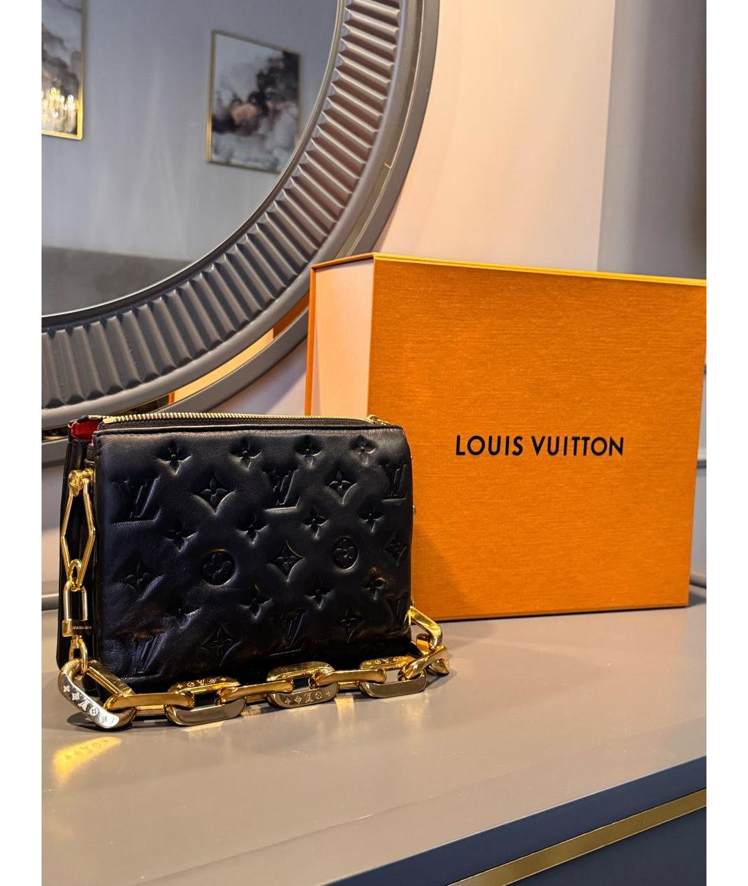 LOUIS VUITTON Черная кожаная сумка через плечо, фото 3