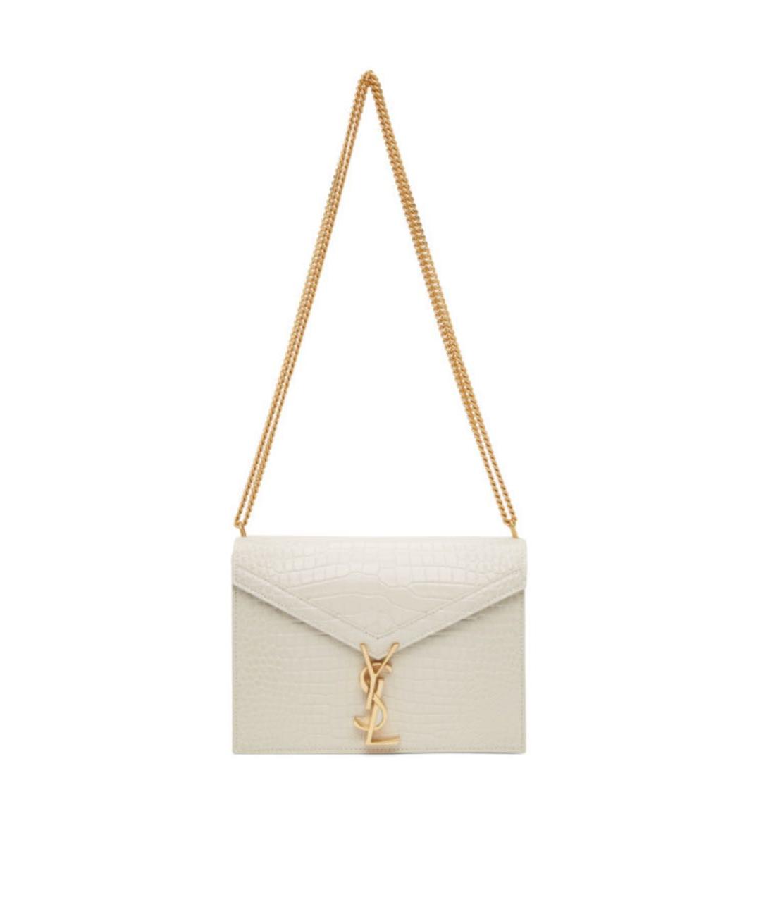 SAINT LAURENT Белая кожаная сумка через плечо, фото 3
