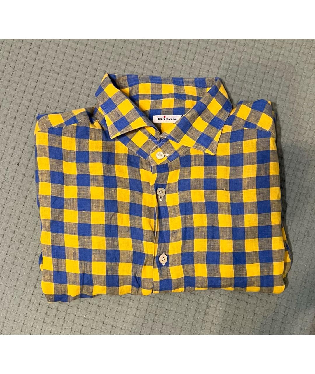 KITON Желтая льняная кэжуал рубашка, фото 2