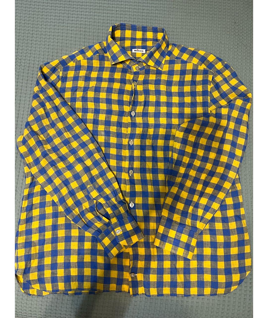 KITON Желтая льняная кэжуал рубашка, фото 7