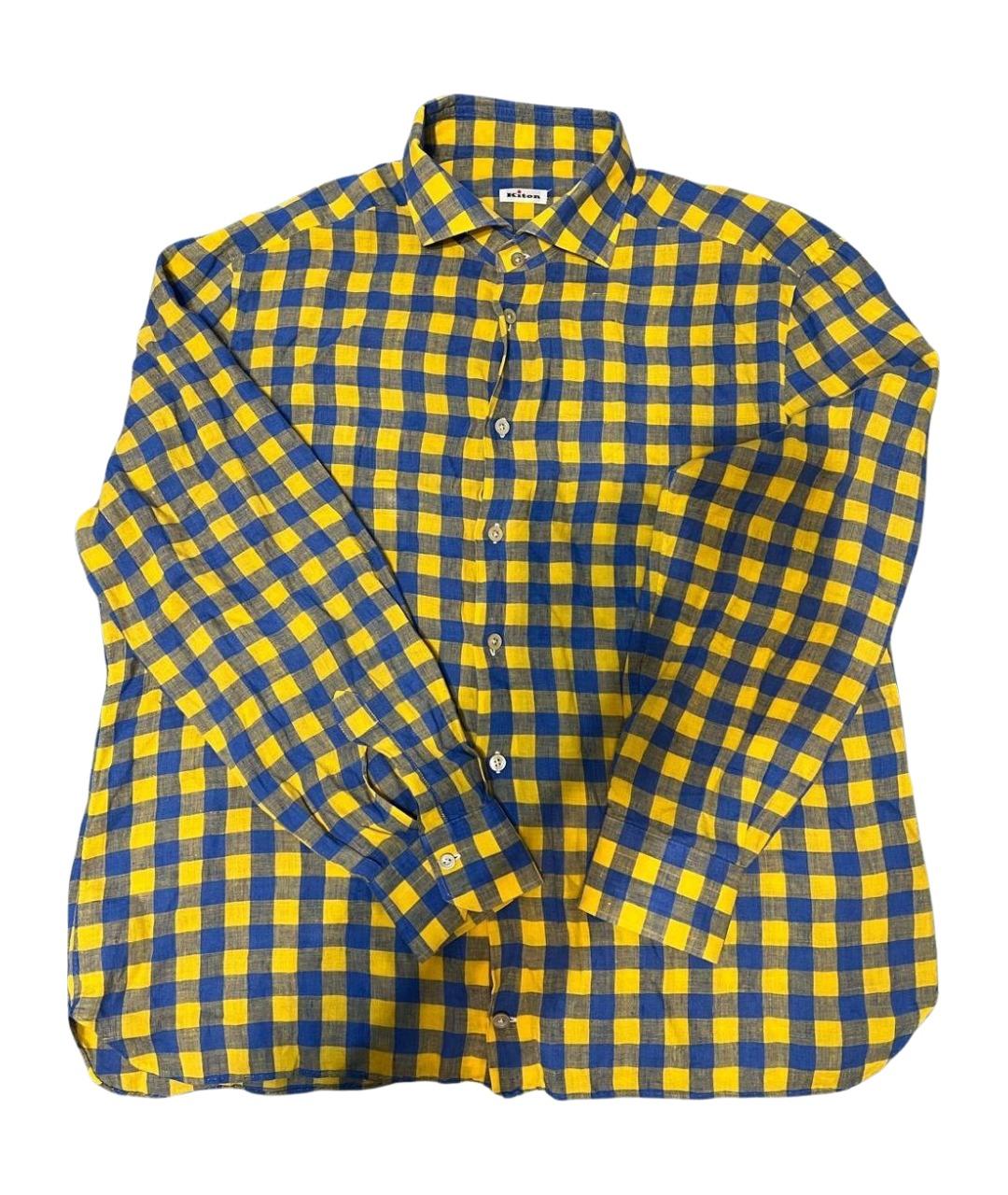 KITON Желтая льняная кэжуал рубашка, фото 1