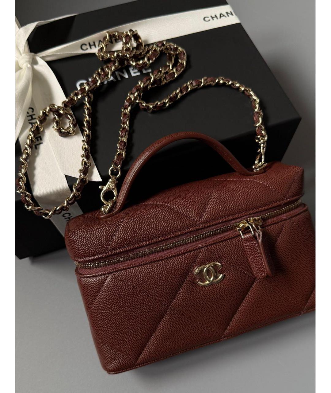 CHANEL Бордовая кожаная сумка через плечо, фото 3