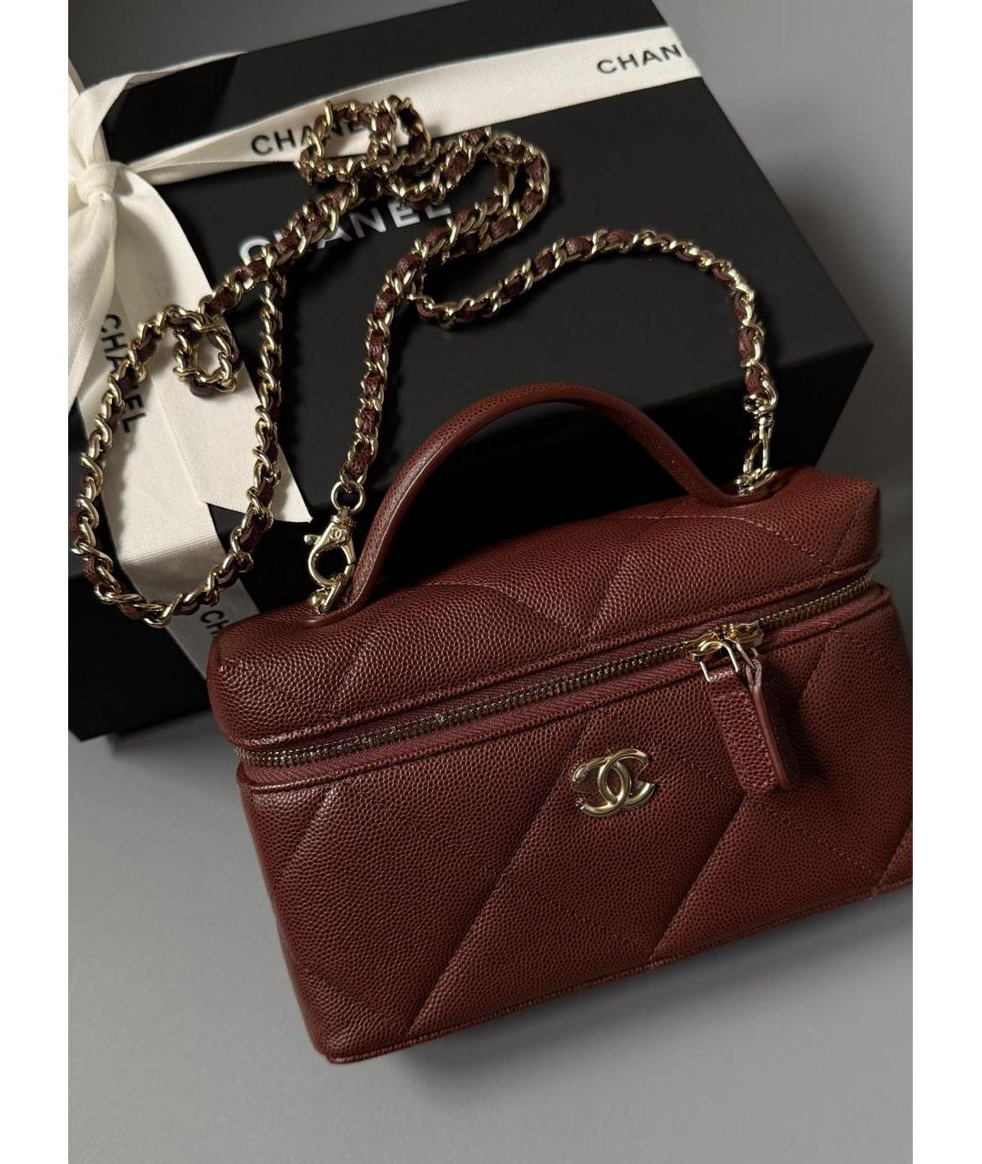 CHANEL Бордовая кожаная сумка через плечо, фото 2