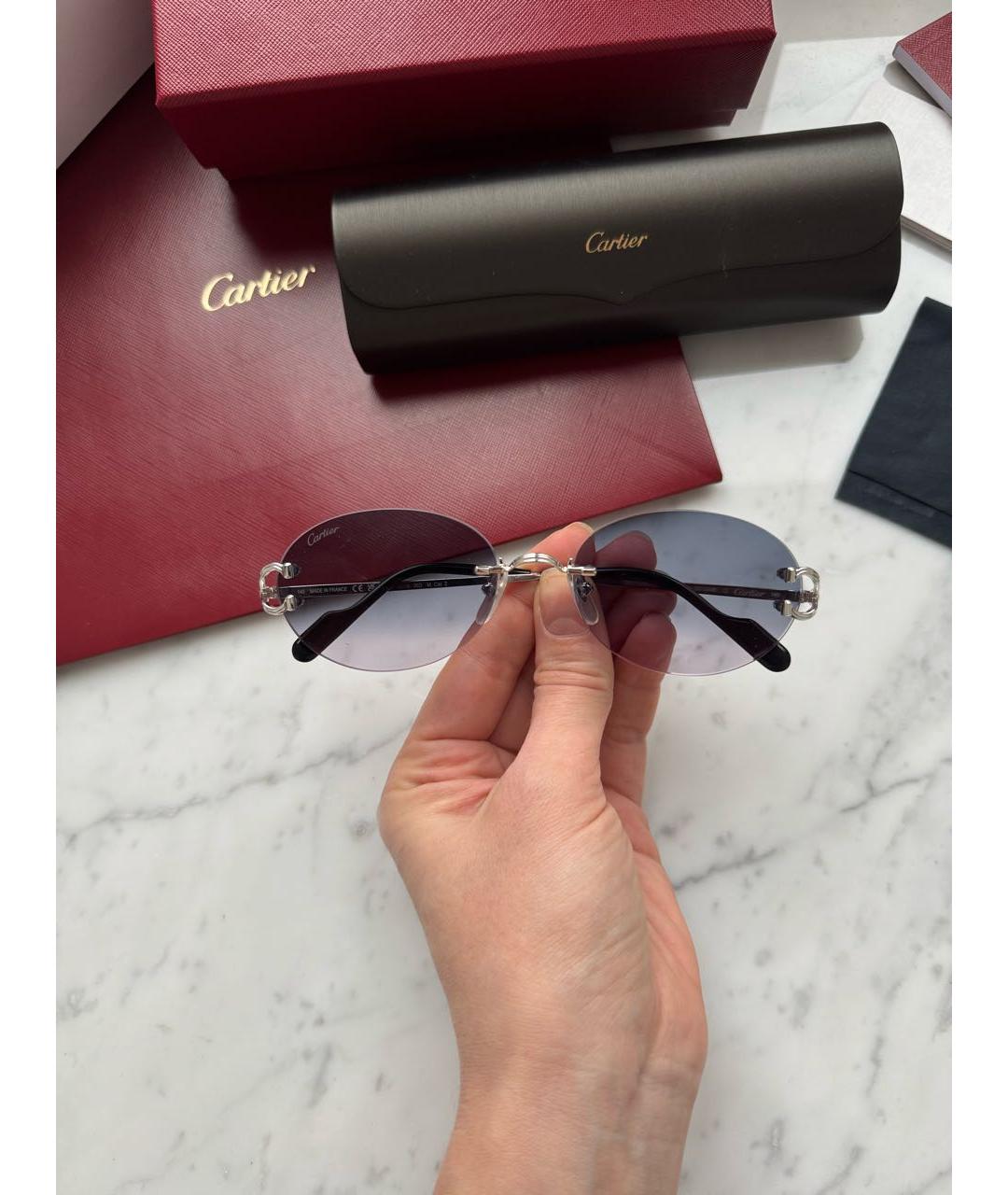 CARTIER Серебряные металлические солнцезащитные очки, фото 4