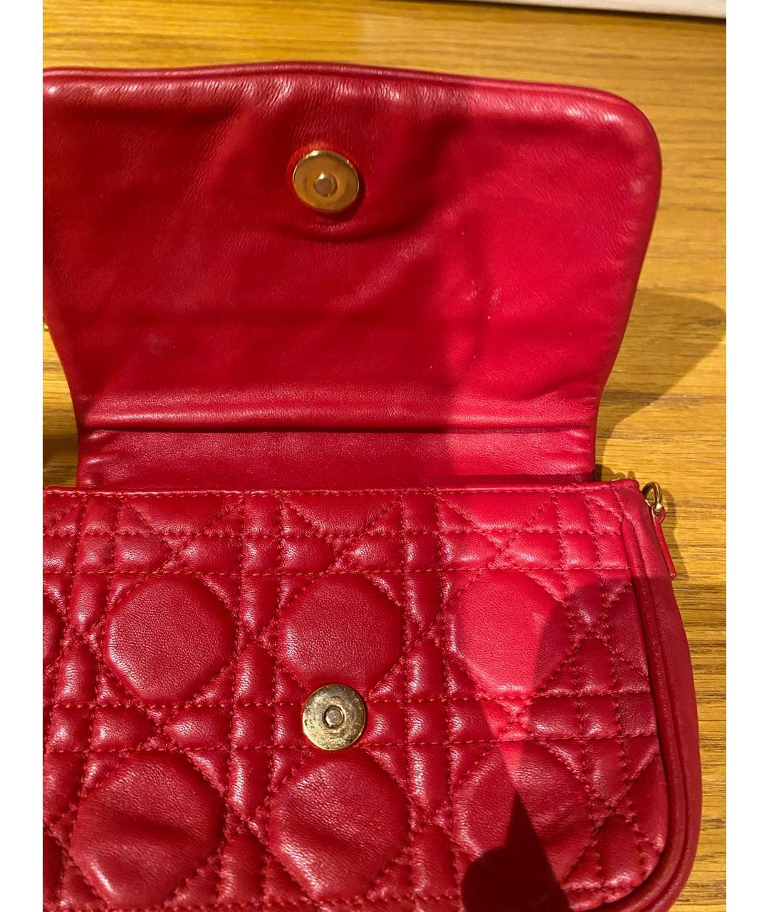 CHRISTIAN DIOR Красная кожаная сумка через плечо, фото 2