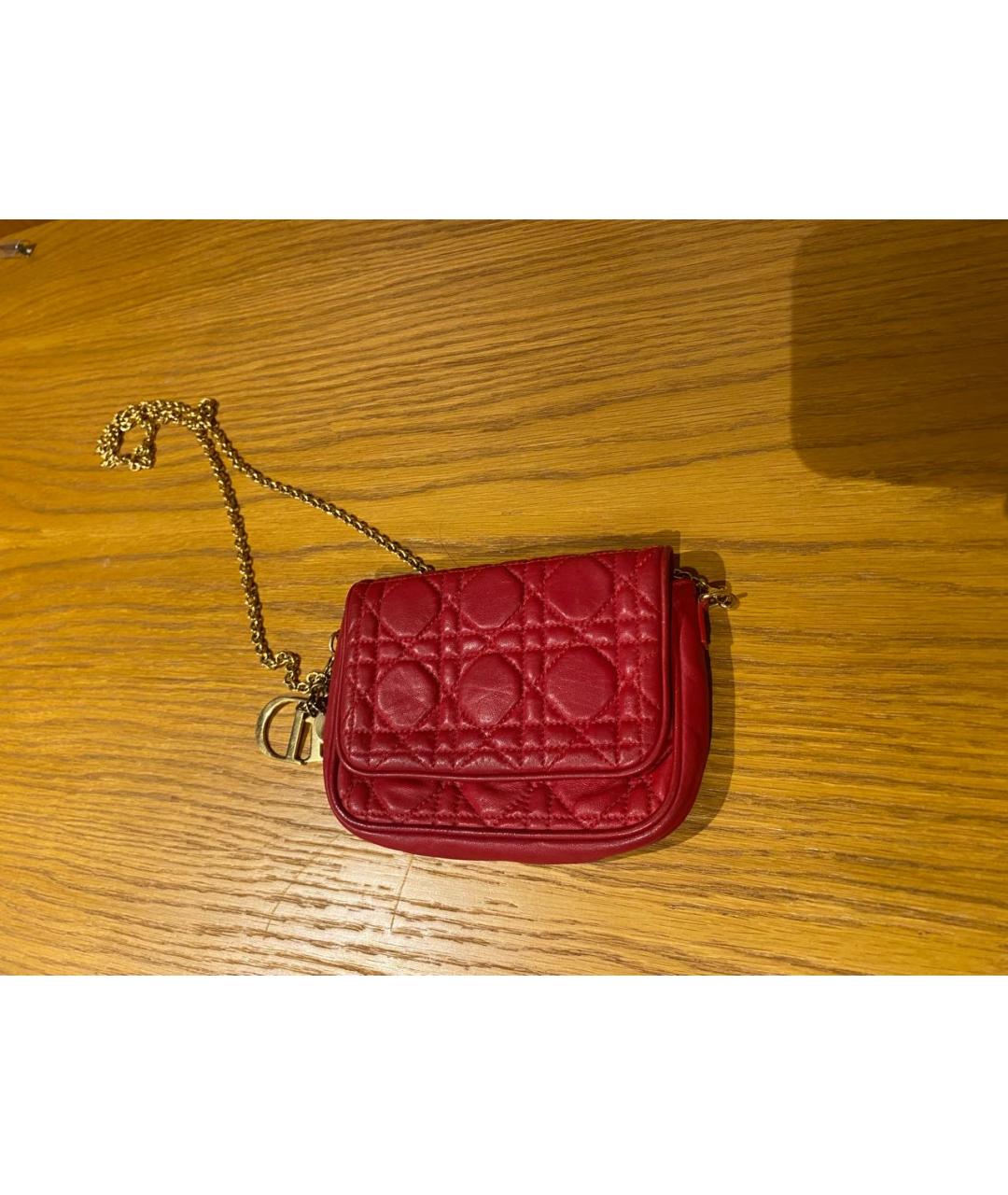 CHRISTIAN DIOR Красная кожаная сумка через плечо, фото 4