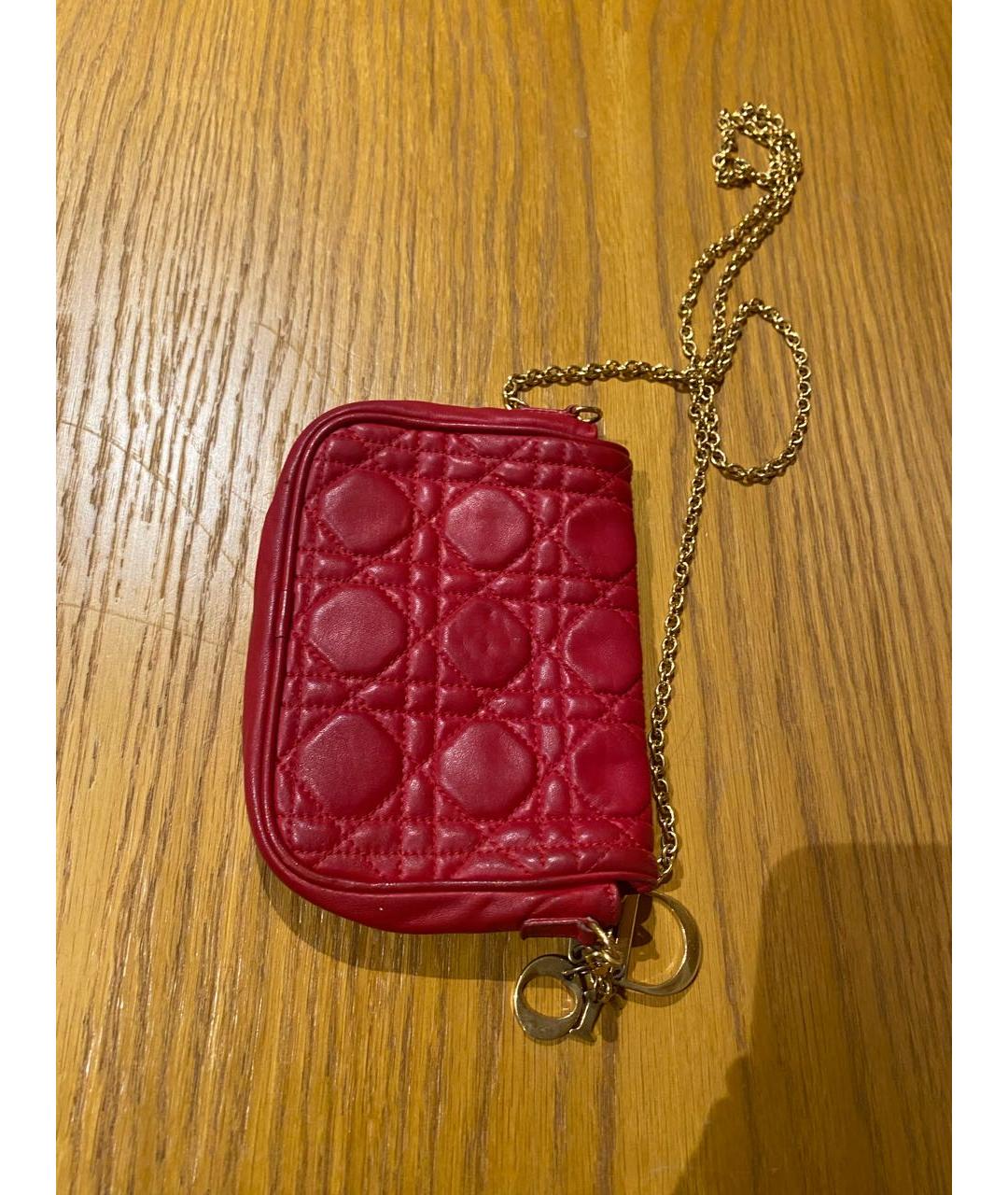 CHRISTIAN DIOR Красная кожаная сумка через плечо, фото 3