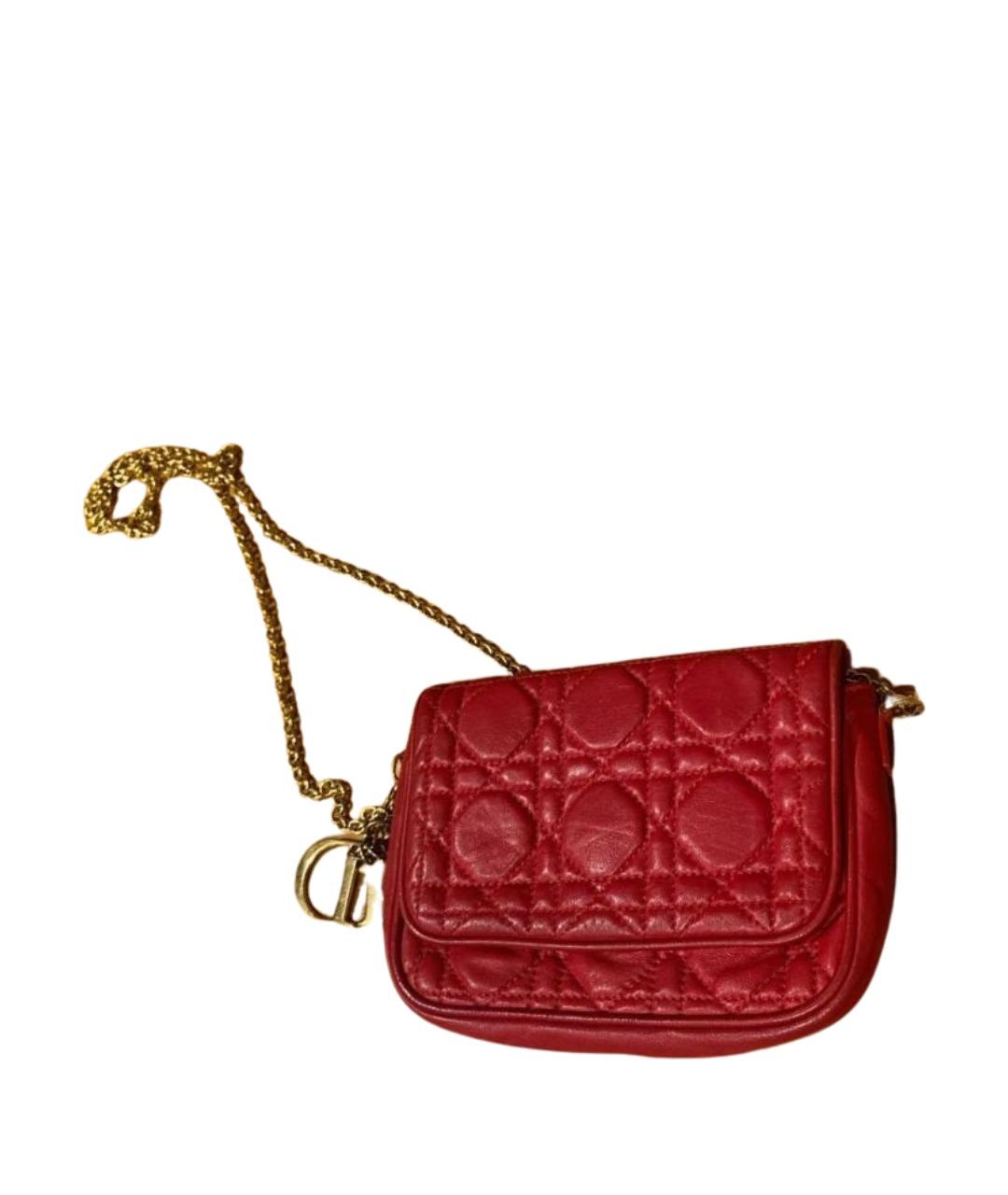 CHRISTIAN DIOR Красная кожаная сумка через плечо, фото 1